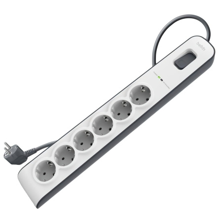 Belkin Подовжувач-фільтр мережевий 6хТип F, 3x1.5мм кв, 16А, з захистом від перенапруги, 2м, білий - фото 2 Belkin Подовжувач-фільтр мережевий 6хТип F, 3x1.5мм кв, 16А, з захистом від перенапруги, 2м, білий - фото 2