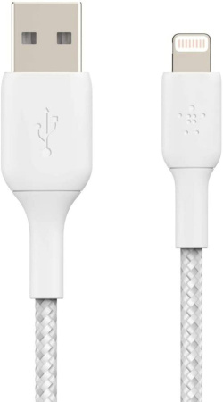 Кабель Belkin USB-A > Lightning заряджання/синхронізації 12Вт, 2м, плетений, білий - фото 2