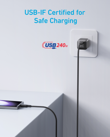 Кабель Anker 310 USB-C to USB-C - 0.9m 240W Nylon Black - фото 3