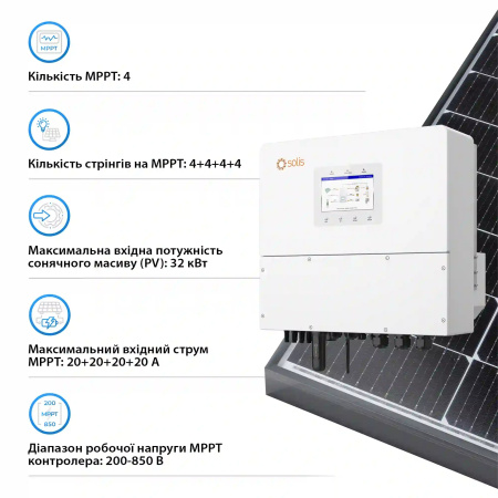 Гібридний інвертор трифазний Solis S6 20кВт, 4xMPPT, DC, для HV Batteries - фото 3