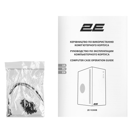 Корпус 2E Credo V200B без БЖ, 2xUSB3.0, 1x80мм, VGA 250мм, mATX, чорний - фото 8