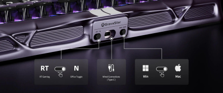 Клавіатура магнітна GravaStar Mercury V75 Pro 80keys, GravaStar x Gateron Jade Gaming, USB-A, 8k, RGB, Iron Purple - фото 7