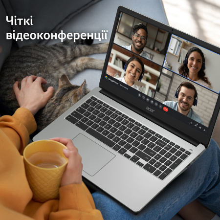 Ноутбук Acer Chromebook CB315-4HT 15" FHD IPS Touch, Intel C N4500, 8GB, F128GB, UMA, ChromeOS, сріблястий - фото 5