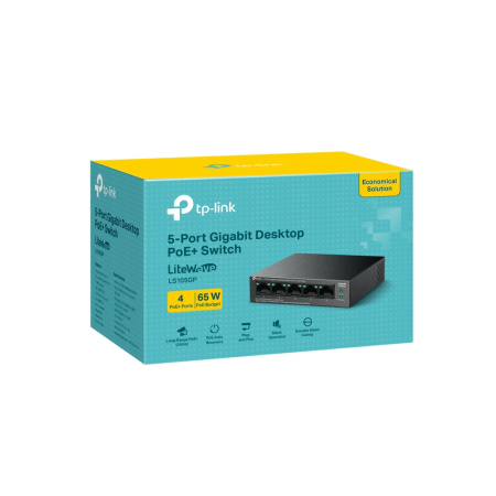 Комутатор TP-LINK LS105GP  5xGE (4xPoE), 65 Вт - фото 5